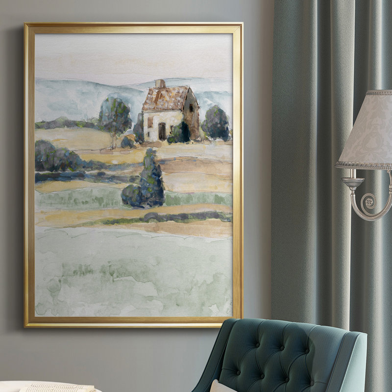 On On The Countryside II, reproduction encadrée de qualité supérieure - prête à être accrochée, Encadrement doré