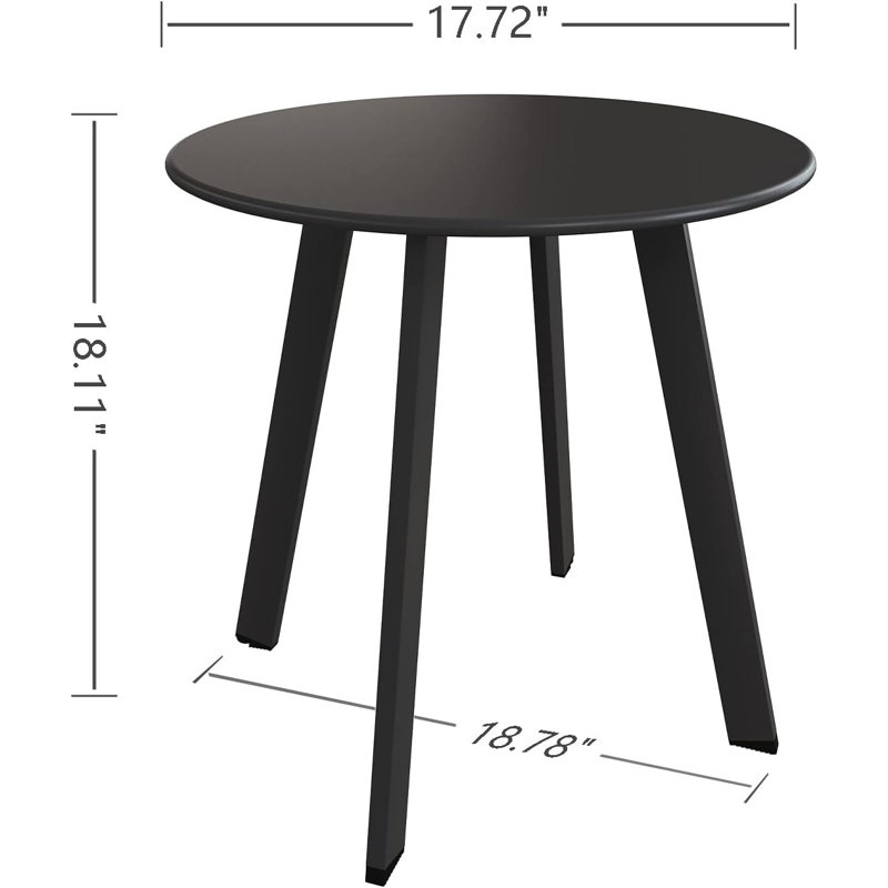 Olilawn 17.75'' L x 17.75'' W Outdoor Side Table, stain-resistant and easy to maintain, Black/Black