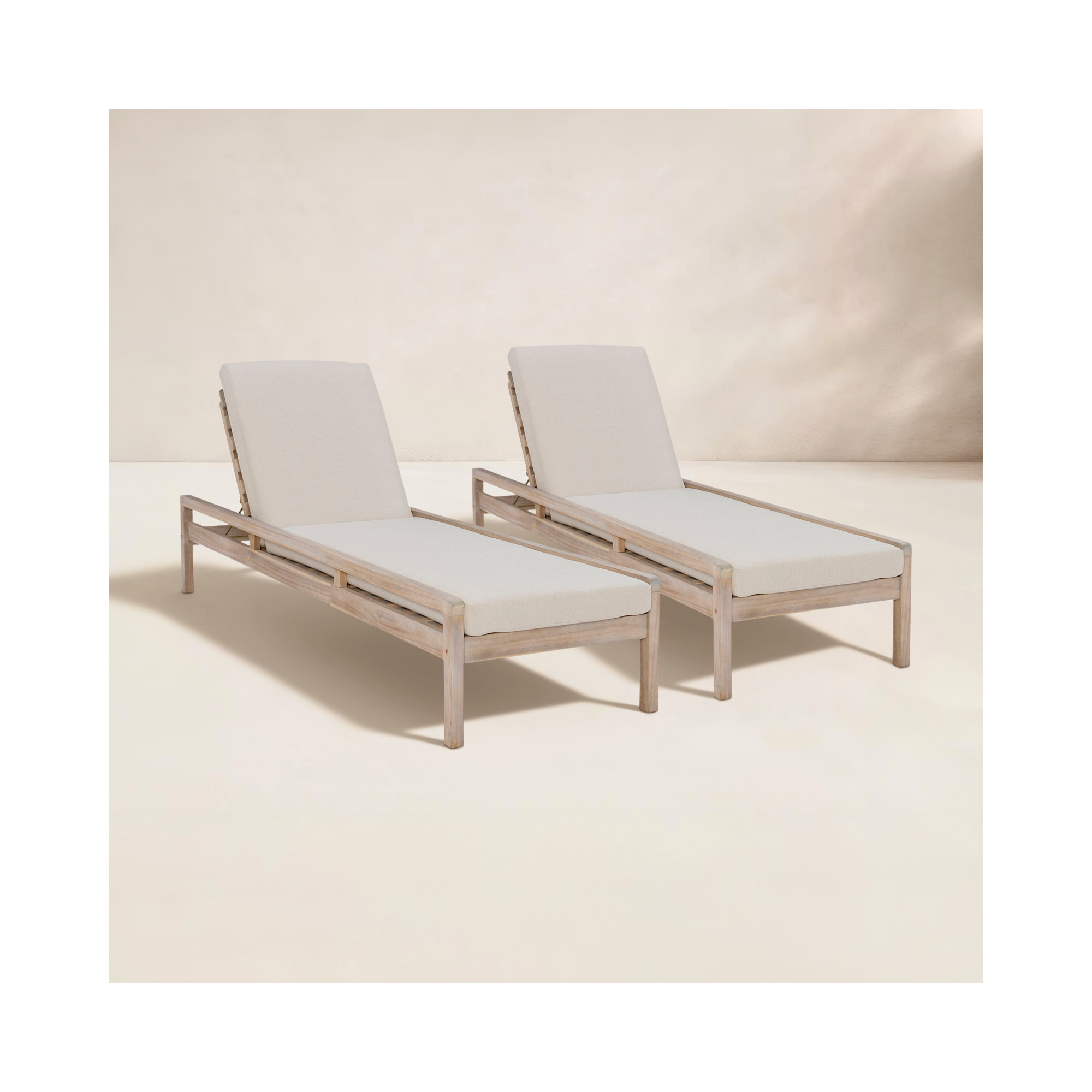 Amina Outdoor Chaise Lounges (Set of Two), Beige