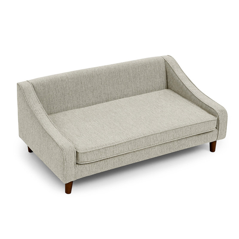 Canapé-lit pour chien surélevé durable, canapé pour animal de compagnie avec accoudoirs irréguliers modernes, canapé pour chien doux et confortable - beige