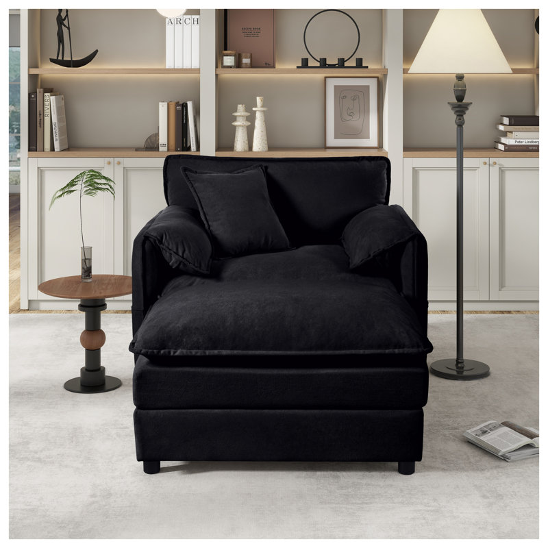 Canapé inclinable surdimensionné en chenille à 2 places avec repose-pieds mobile - salon modulaire doux pour le salon