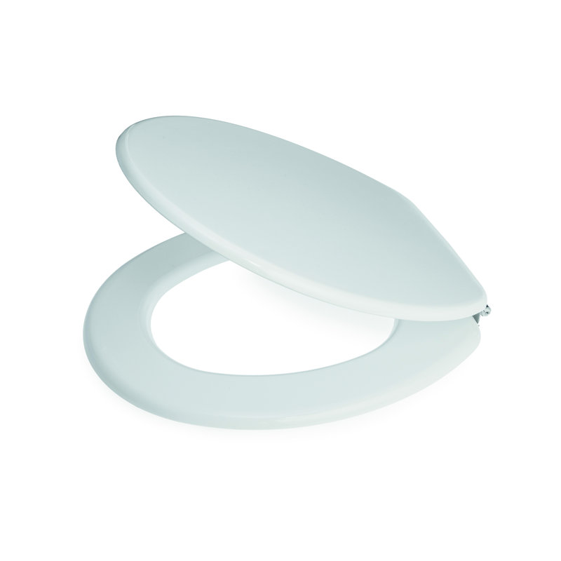 Hampton Oak MDF Toilet Seat SS Hinge, White