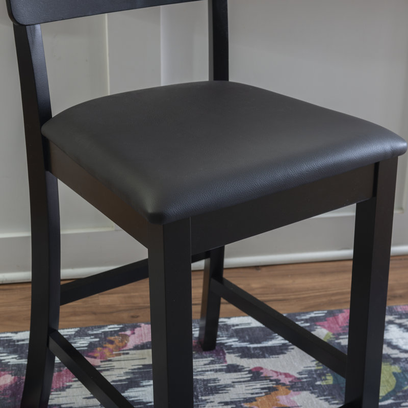 Keyesport Solid Wood Counter & Bar Stool with Faux Leather Cushioned Seat,  Counter Stool (25" Seat Height)