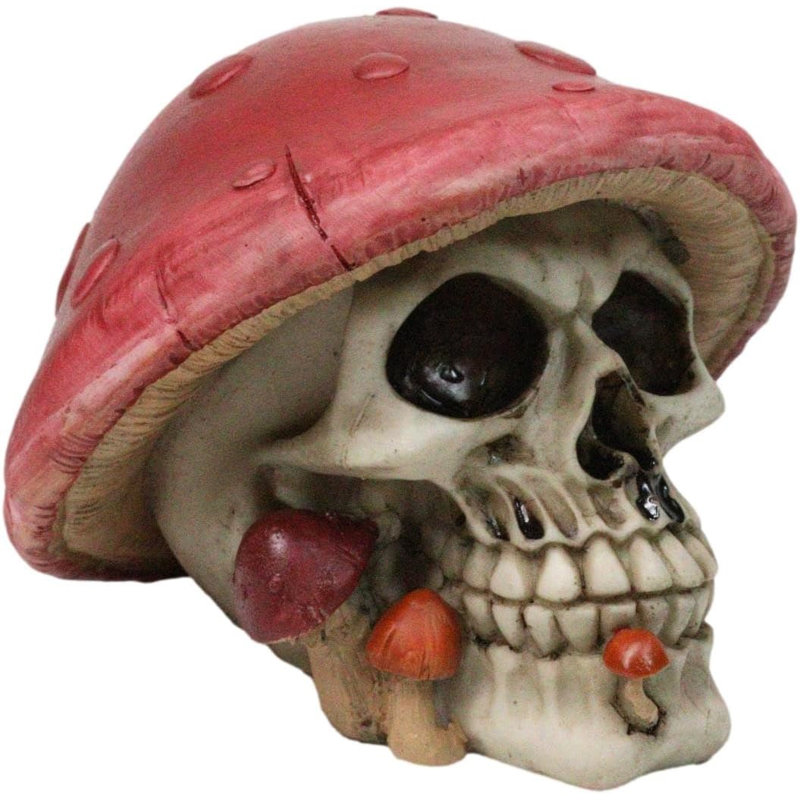 Tête de mort en forme de champignon rouge Macabre avec mini figurine de champignon, Rouge