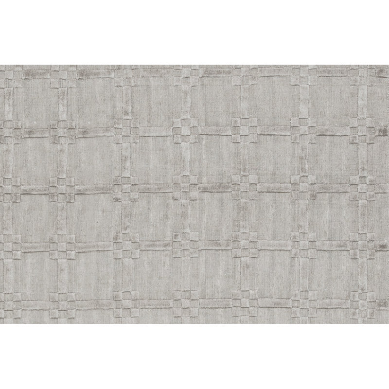 Wool Geometric Area Rug in Beige, Rectangle 4'2" x 6'2"