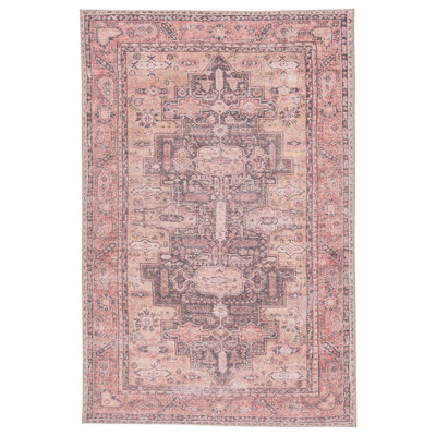 Machine Washable Carlita Oriental Pink Area Rug