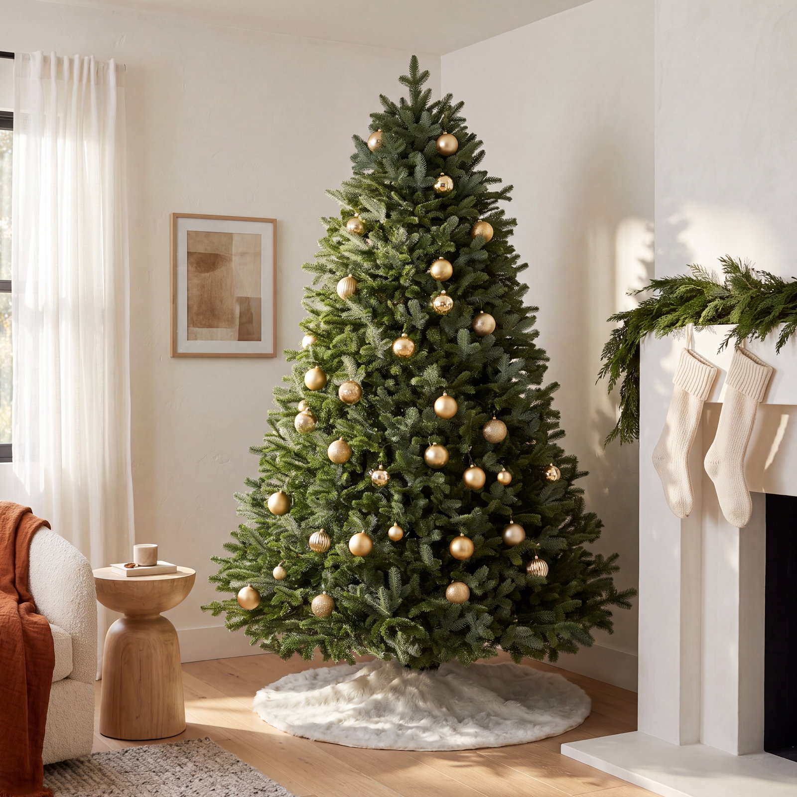 Flocked Pre-Lit Fir Christmas Tree, 9'