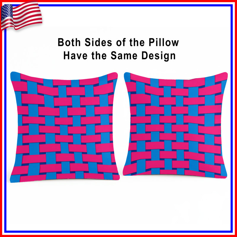 Pink Blue Weave Double Sided Throw Pillows, 18 x 18 inches