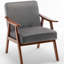 Chaise d'appoint avec revêtement en velours et structure en bois massif, mobilier de salon moderne Mid-Century classique pour sièges supplémentaires-1013081090
