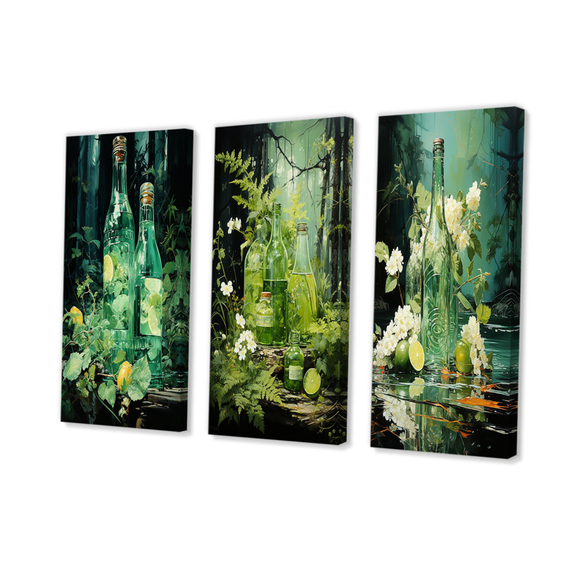 Green Bottled Melody, Toile tendue, H 28 po x l 36 po