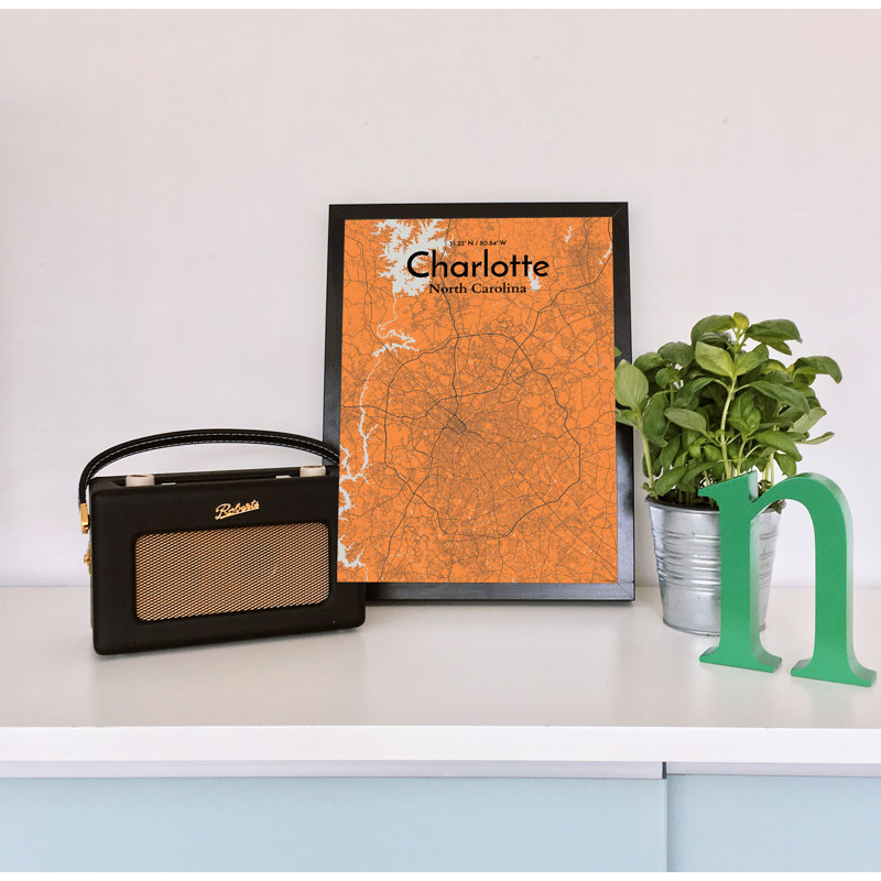 Charlotte City Map - No Frame Print, 97.6 cm H x 50 cm W