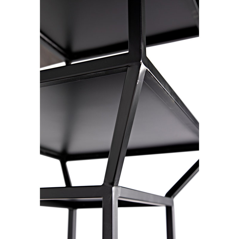 Downtown 83" Black Wood and Metal Etagere Bookcase