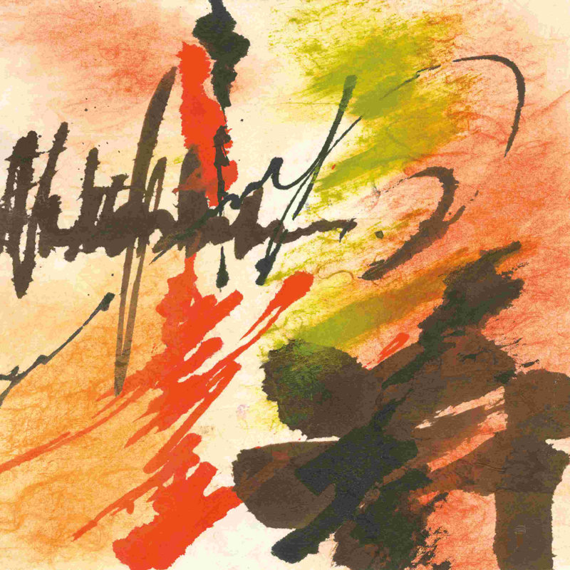 Graffiti orange II, H 12 po x l 12 po, Pas de tapis, Toile tendue
