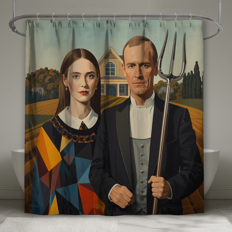 Rideaux de douche Farmhouse Couple, 70in W x 72in H