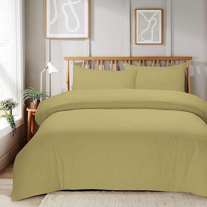 Polyester No Pattern Duvet Cover Set with Pillowcases Included, Brown, Double Duvet Cover Set + 2 Pillowcases