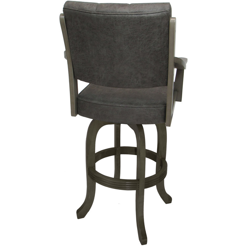 Radmilla Swivel Wood Bar Stool, Northwest Elk Seat/Asian Gray Frame, Bar Stool (30" Seat Height)