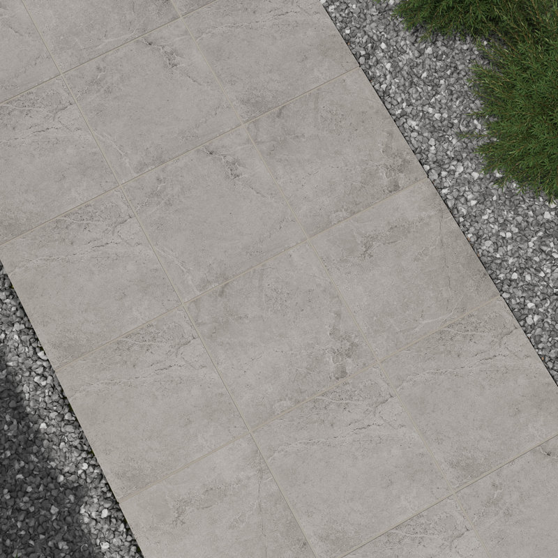 Pavé Mirello Pewter 24 po x 48 po x 0,79 po, aspect pierre, en porcelaine mat (4 pi²/unité, 1 pièce), Étain