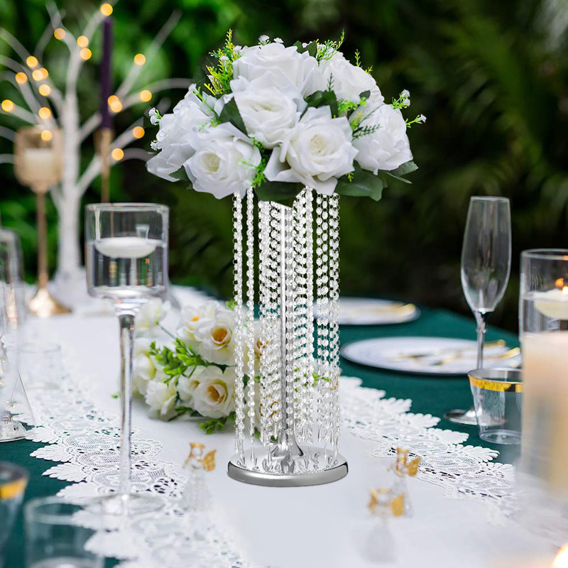 Crystal Tall Vase Table Centerpiece