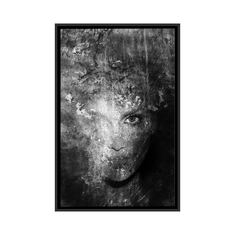 «B&W III», impression sur toile, H 26 po x l 18 po x P 1,5 po, Pas de tapis, Toile avec cadre noir