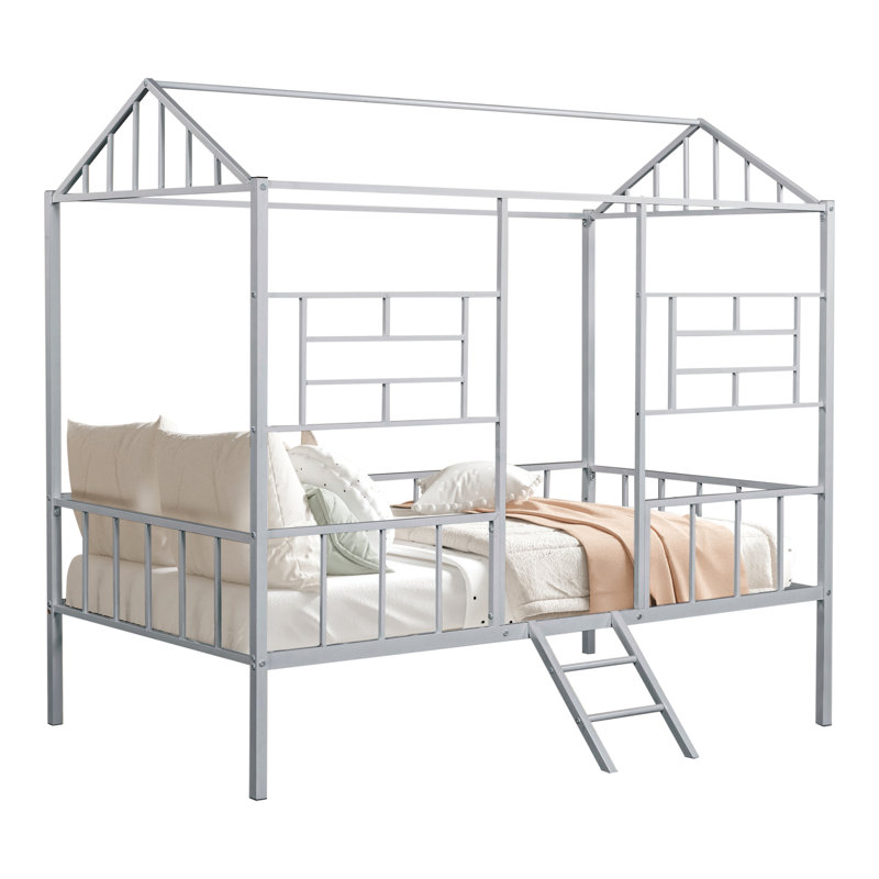 Lit mezzanine en métal Misty House Design, Lit simple, Argent