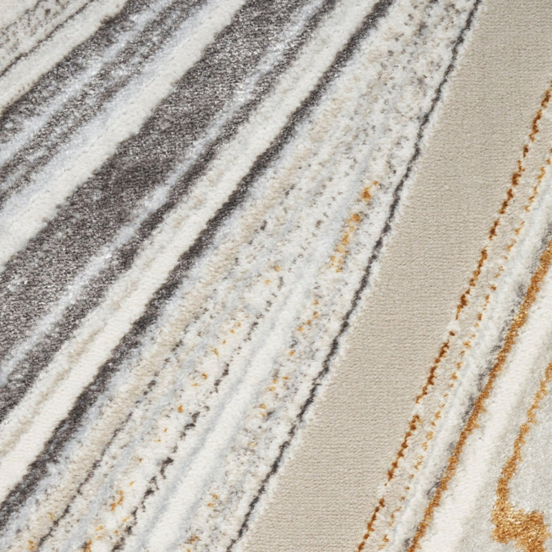 Grey Abstract 10Mm Thick Anti Shed Rug For Bedroom, Dining Room, Stain Resistant Modern Area Rug, Rectangle 274 x 366cm