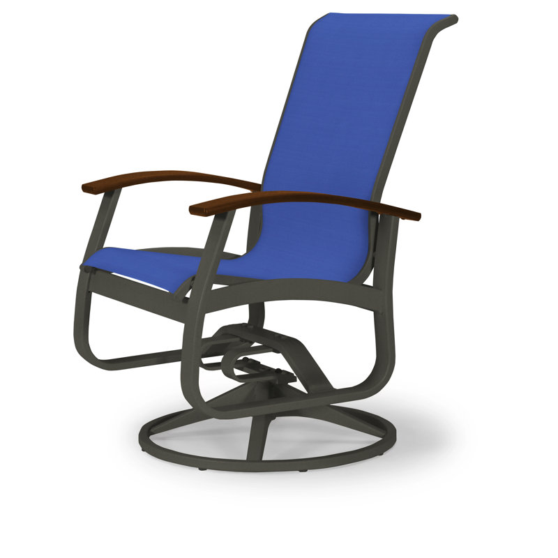 Chaise de patio pivotante Askar, Kona P10, Graphite texturé, Atlantis bleu royal Sunbrella®