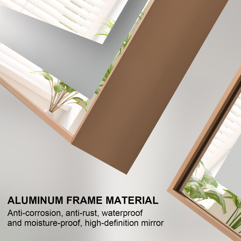 36"x24" Brushed Gold Framed Led Bathroom Mirror,wall Mounted Lighted Vanity Mirror, 36" x 96"