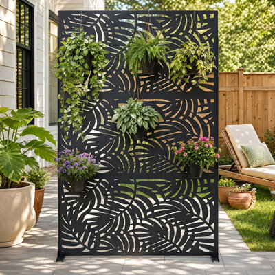 72" X 47" Privacy Metal Screen Fence Panel Black