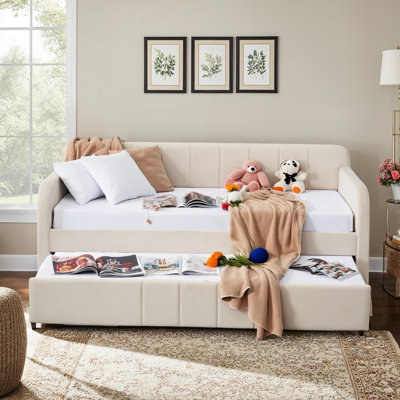 Velvet Upholstered Daybed with Trundle, Twin Size by Everly Quinn