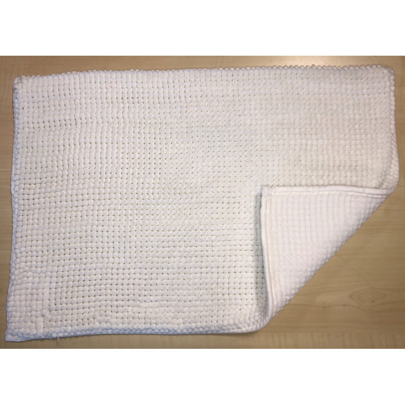 Alfretta Polyester Blend Non-Slip Bath Rug, Cream