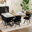 Space-saving Dining Table Sets With White Faux Marble And Velvet Chairs For Modern Homes