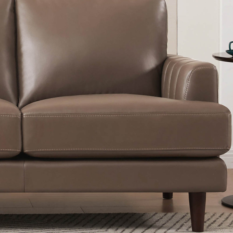Reuma Top Grain Leather Loveseat, Cassia Granite Brown