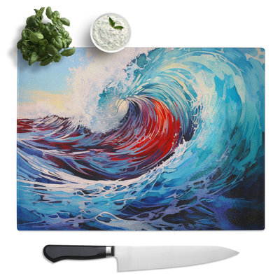 Wave Contemporary  Glass Chopping Board
