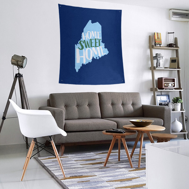 Tapisserie Home Sweet Maine, H 27,5 po x l 37,5 po, Bleu / vert