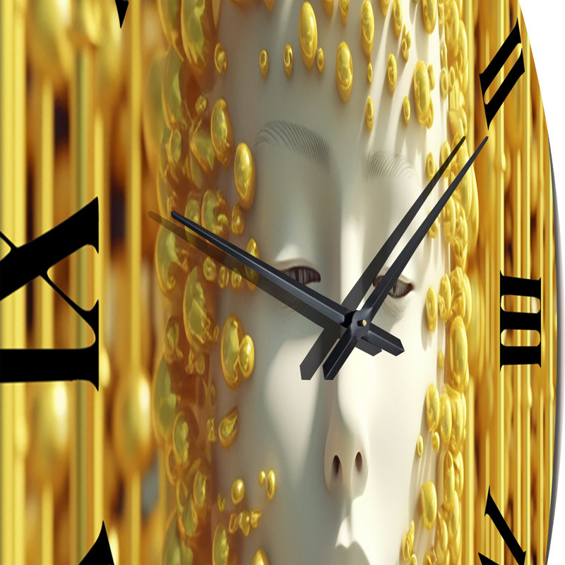 Minimalisme Golden Sculpture Sci-Fi Woman II - Horloge murale femme, Petit