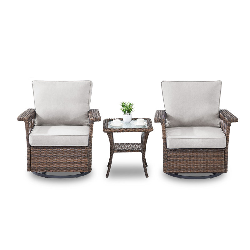 Ensemble de conversation d'extérieur pour 2 personnes avec coussins Serita Everyn, Blanc