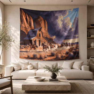 Southwestern Cowboy Western Ranch 95 Wall Tapestry