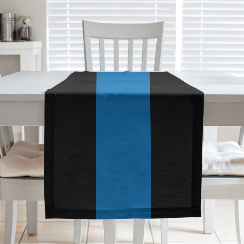 Chemin de table basket New York, L 90 po x l 16 po, Noir / bleu / noir, Polyester sergé