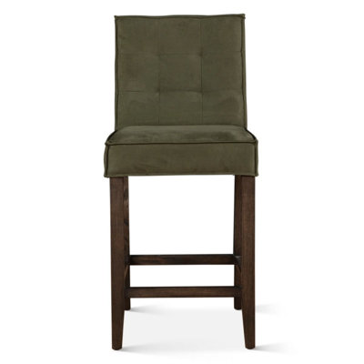 Upholstered Counter Stool with Solid Wood Frame