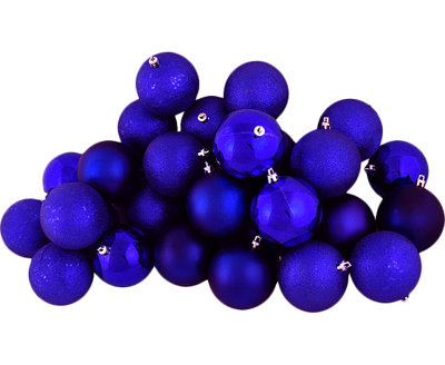 60ct Shatterproof 4-Finish Christmas Ball Ornaments 2.5" (60mm)