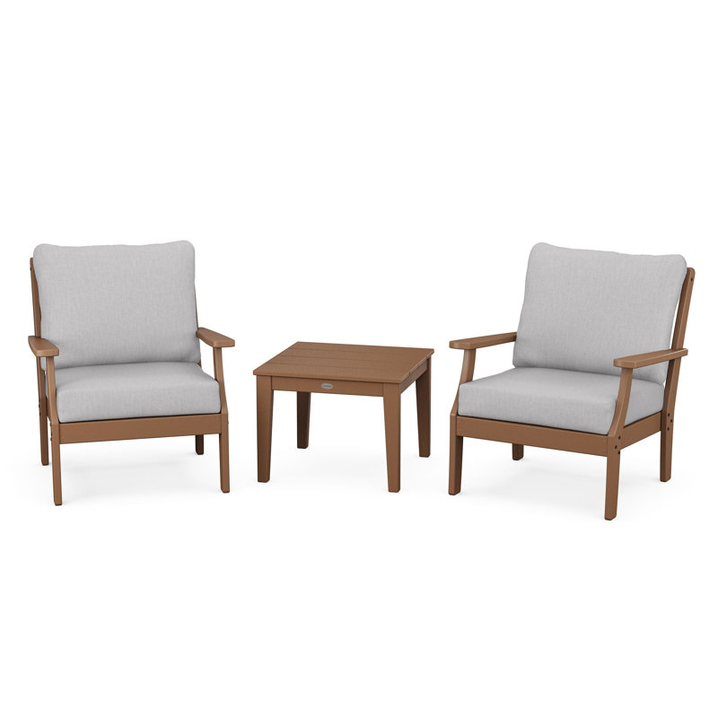 Braxton 3-Piece Deep Seating Set, Slate Grey, Cast Ash