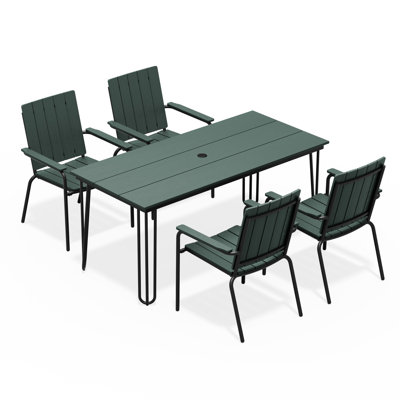 Rectangular 4 - Person 66.9'' L Outdoor Dining Set With 4 Chairs