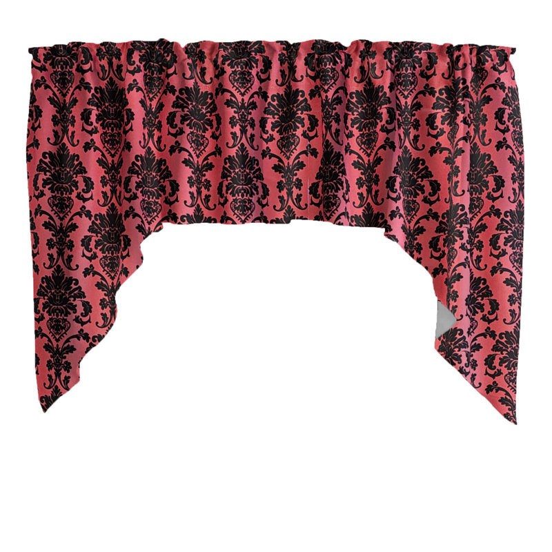 Cantonnière en popeline à motif floral damassé 58 "de large, Corail