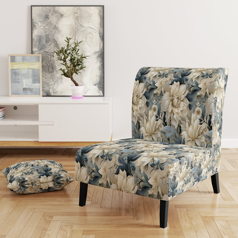 Rustic Victorian Brocade Victorian Motif - Chaise d'appoint de chalet rembourrée à motif floral