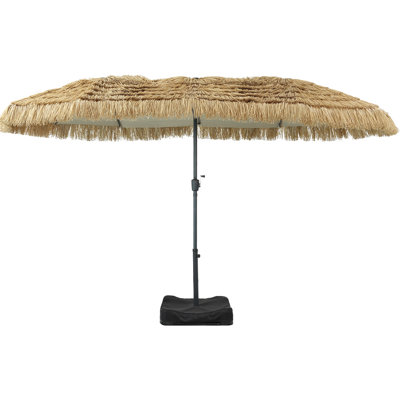 15FT Thatched Tiki Patio Umbrella with Base