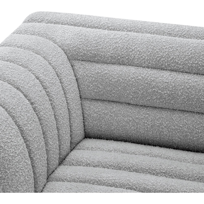 Canapé modulaire rembourré 148 po Iyon, Tissu gris bouclé