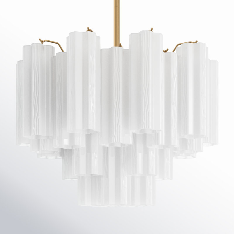 Arras Dimmable Tiered Chandelier, Aged Brass, Milk White, 14" H x 19.75" W x 19.75" D