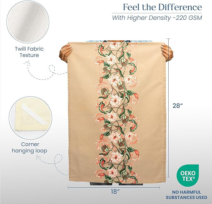100% Cotton Kitchen Towels, 18 x 28 inches, Ornamental Printed Dish Towels, Hand Towel