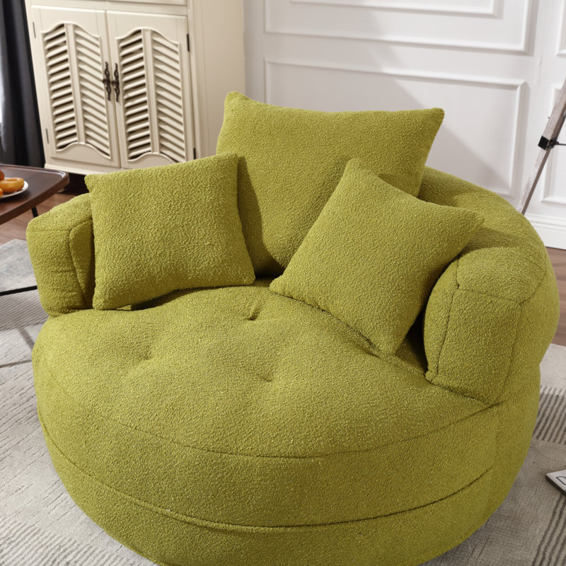 Kalojan Upholstered Accent Chair, Green Boucle