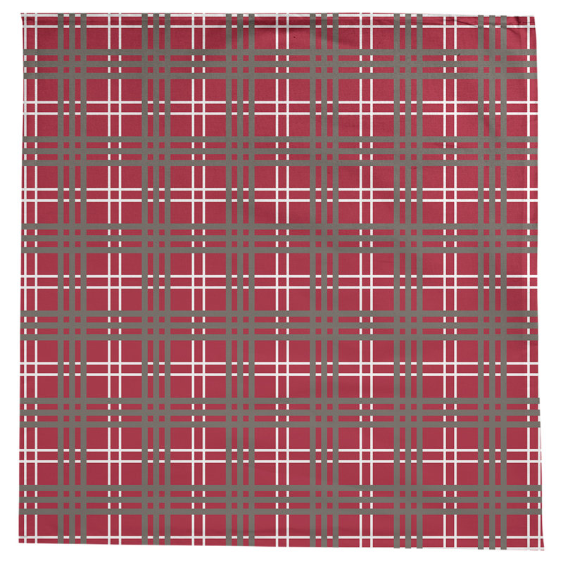 Plaid Cotton Blend Square Tablecloth, Red/White/Pewter